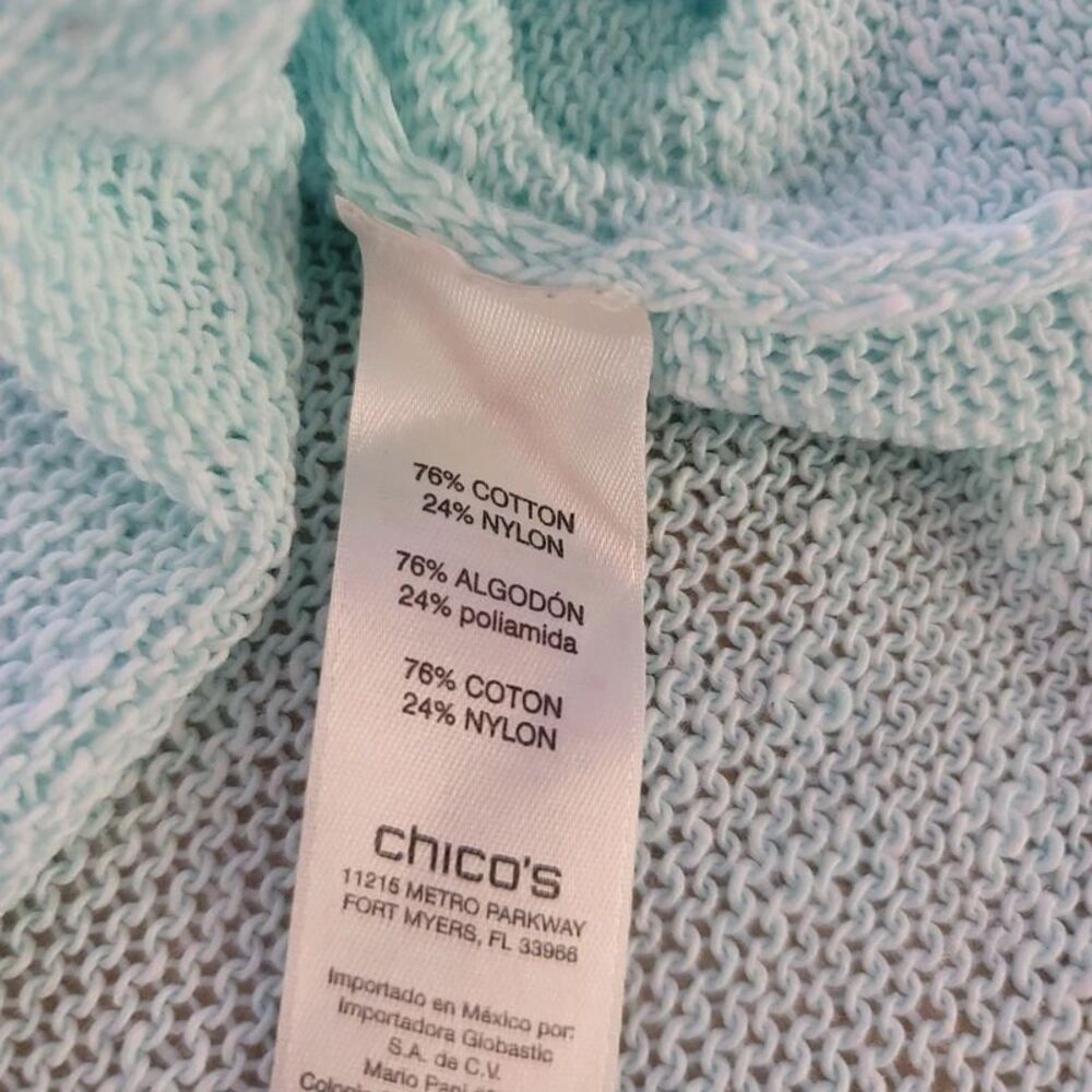 Chico's Sweater Blue XL Size 3 Coastal Preppy Lightweight - Picture 6 of 8